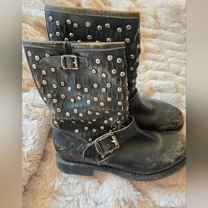 Studded Black Leather Boots